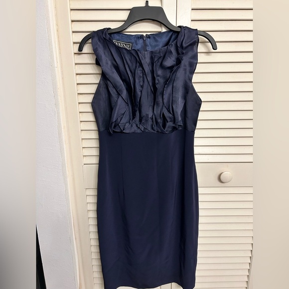 Wayne Clark  couture blue silk ruffled Cocktail Dress - Picture 3 of 3